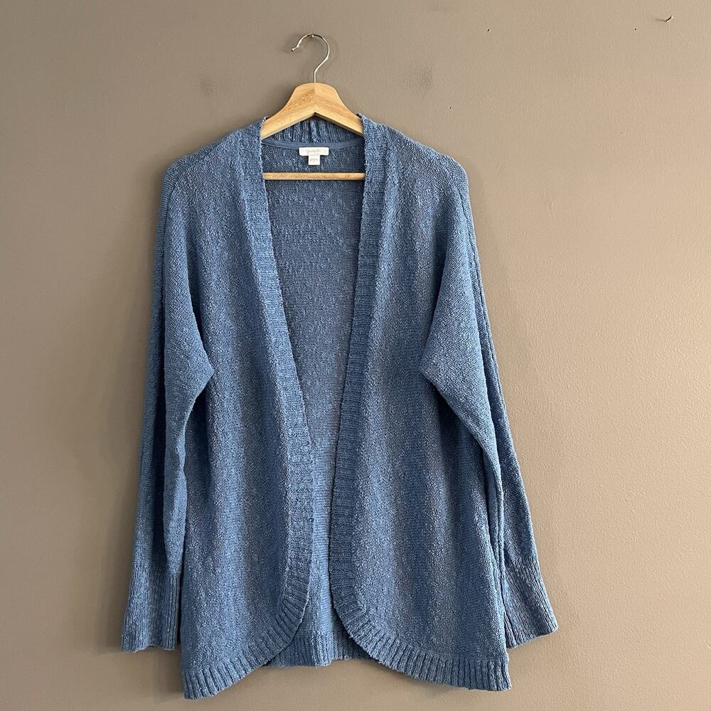 Pure J. Jill Cardigan Sweater Women’s M Blue Open Front Textured Lagenlook